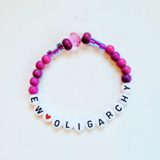 Hand Beaded Stretchy Bracelet 'Ew, Oligarchy'