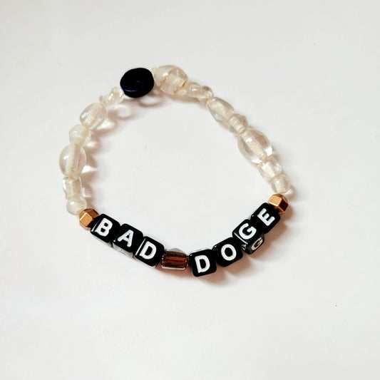 Hand Beaded Stretchy Bracelet 'Bad Doge'