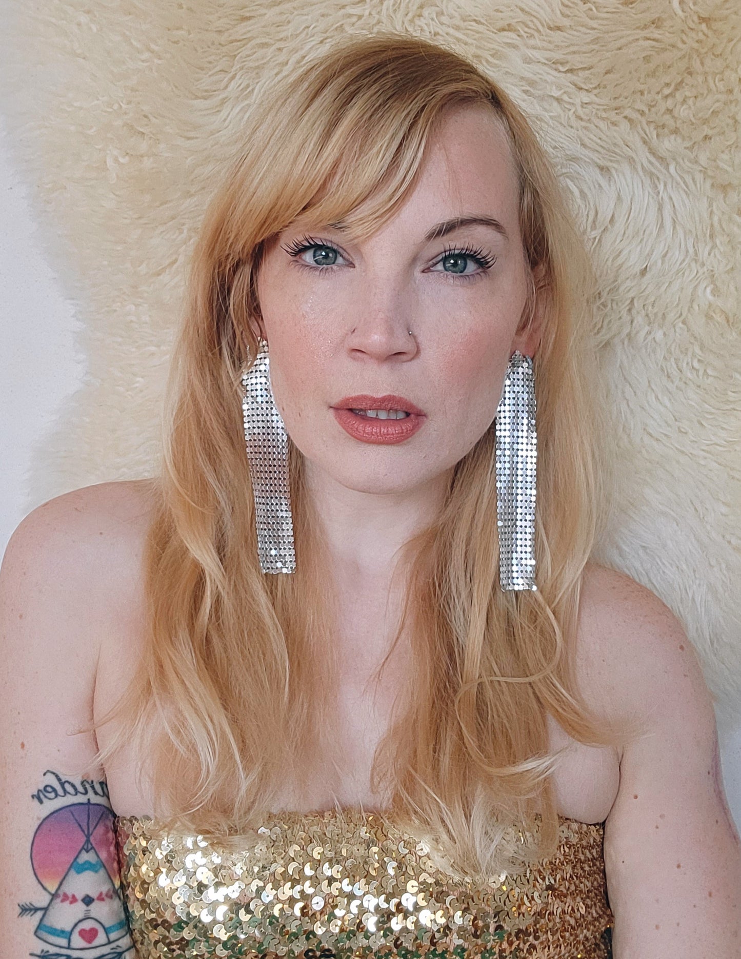 Large Shimmer Earrings in Silver
