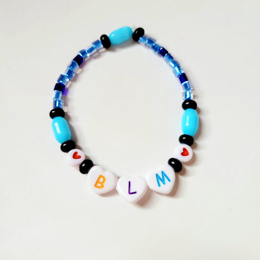 Hand Beaded Stretchy Bracelet 'BLM'