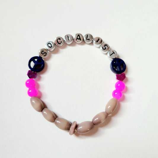 Hand Beaded Stretchy Bracelet 'Socialist'