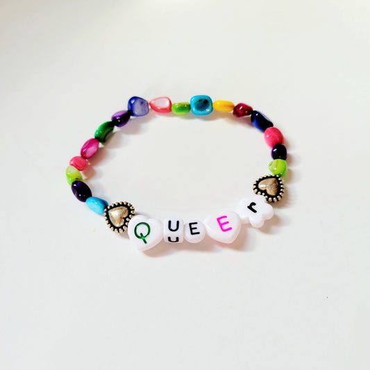 Hand Beaded Stretchy Bracelet 'Queer'