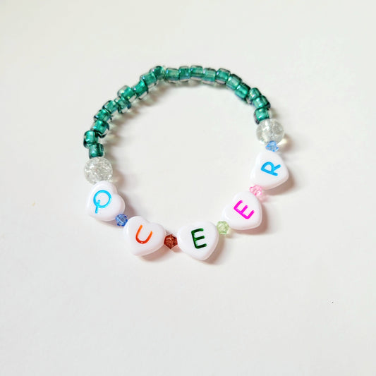 Hand Beaded Stretchy Bracelet 'Queer'