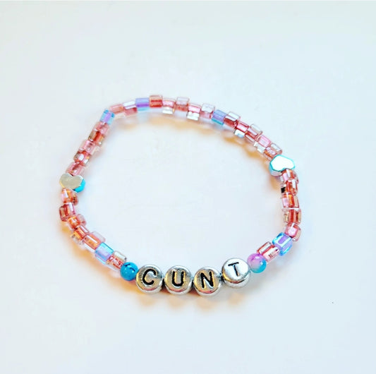 Hand Beaded Stretchy Bracelet 'Cunt'