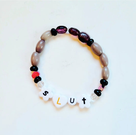 Hand Beaded Stretchy Bracelet 'Slut'