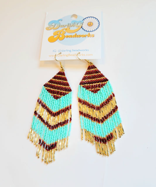 Turquoise & Maroon Dangles