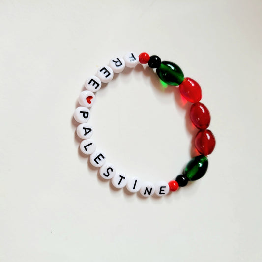 Hand Beaded Stretchy Bracelet 'Free Palestine'