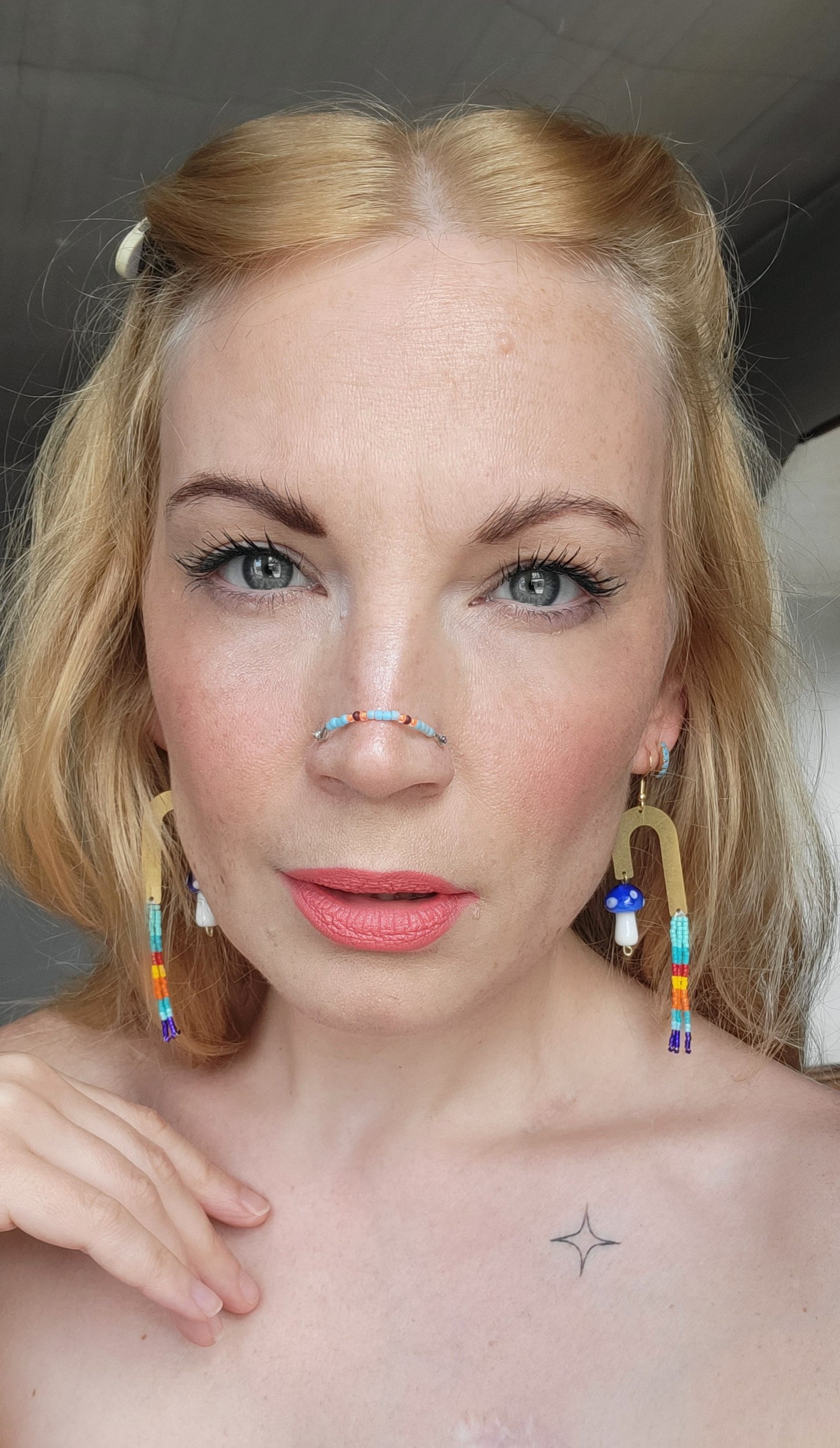 Mushie & Brass Rainbows in Cornflower Blue