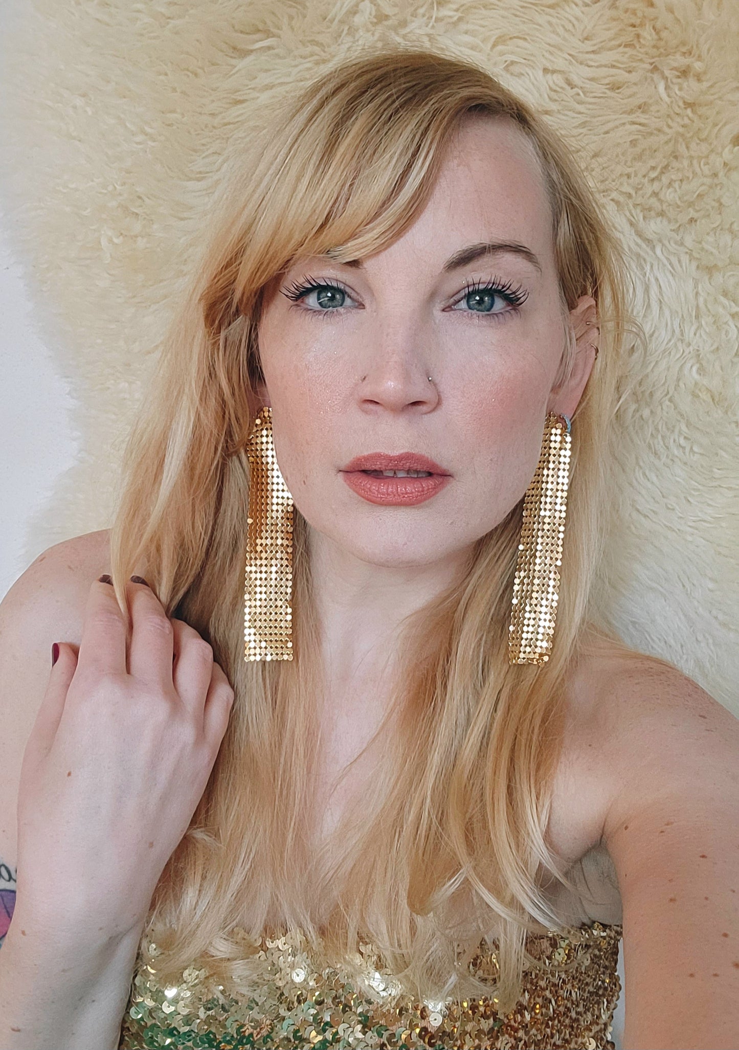 Large Shimmer Earrings in Gold