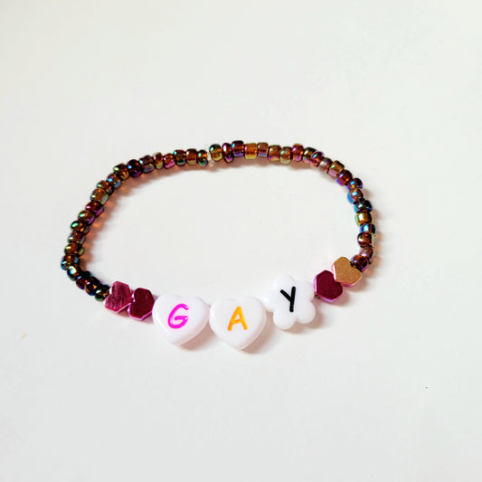 Hand Beaded Stretchy Bracelet 'Gay'