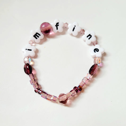 Hand Beaded Stretchy Bracelet 'I'm Fine'