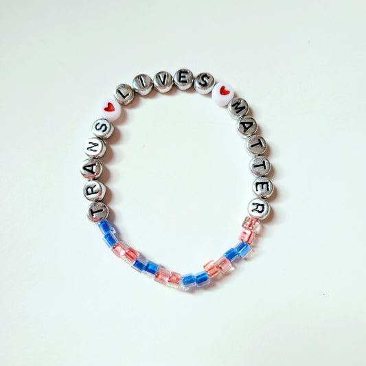 Hand Beaded Stretchy Bracelet 'Trans Lives Matter'