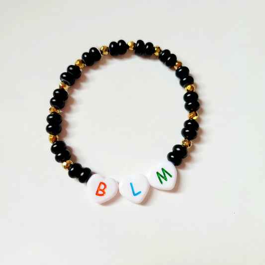 Hand Beaded Stretchy Bracelet 'BLM'