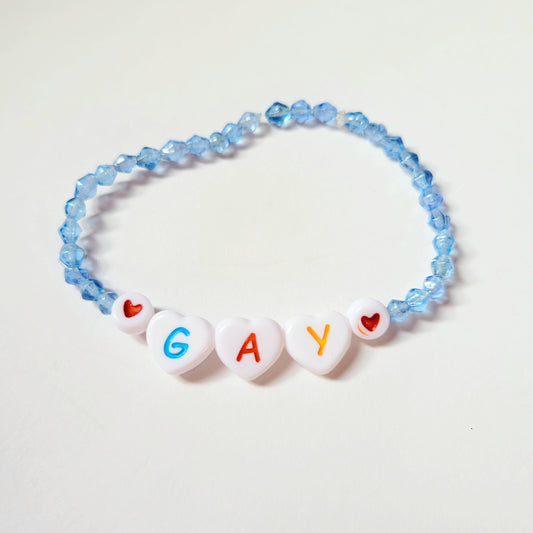 Hand Beaded Stretchy Bracelet 'Gay'