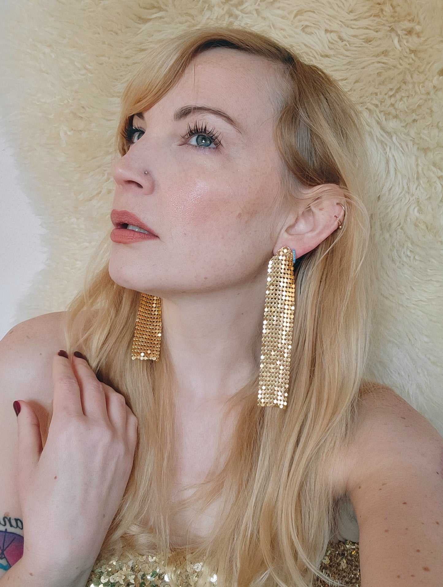 Large Shimmer Earrings in Gold