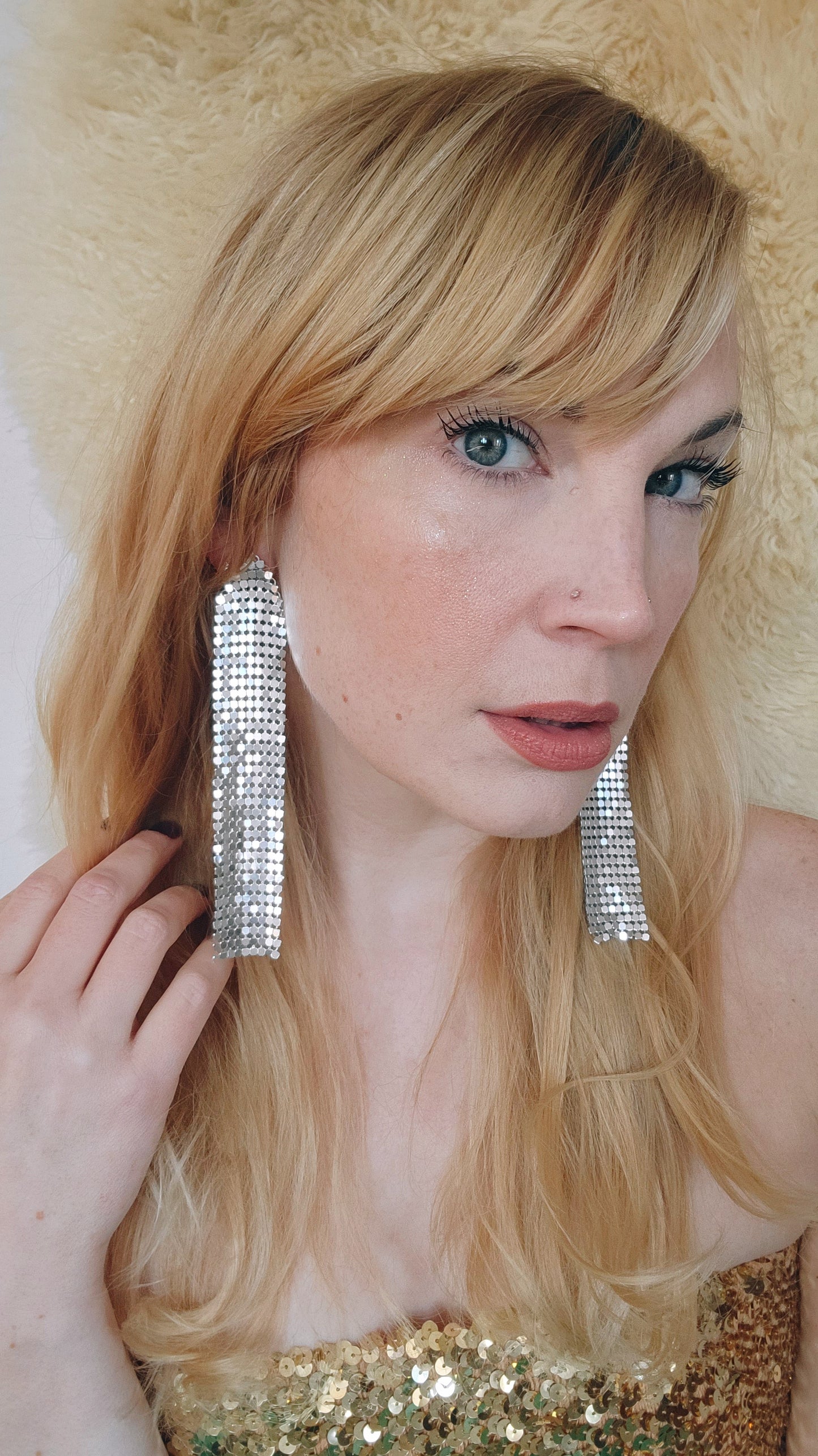 Large Shimmer Earrings in Silver