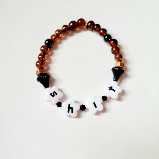 Hand Beaded Stretchy Bracelet 'Shit'