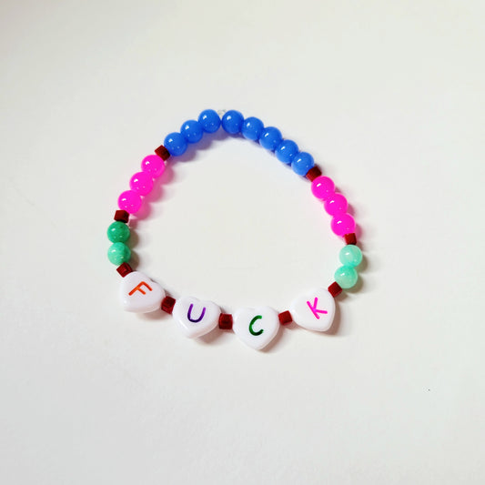 Hand Beaded Stretchy Bracelet 'Fuck'
