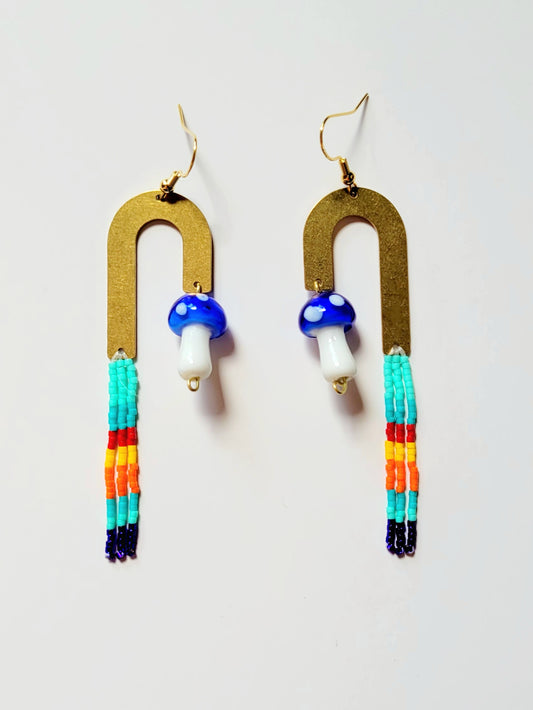 Mushie & Brass Rainbows in Cornflower Blue
