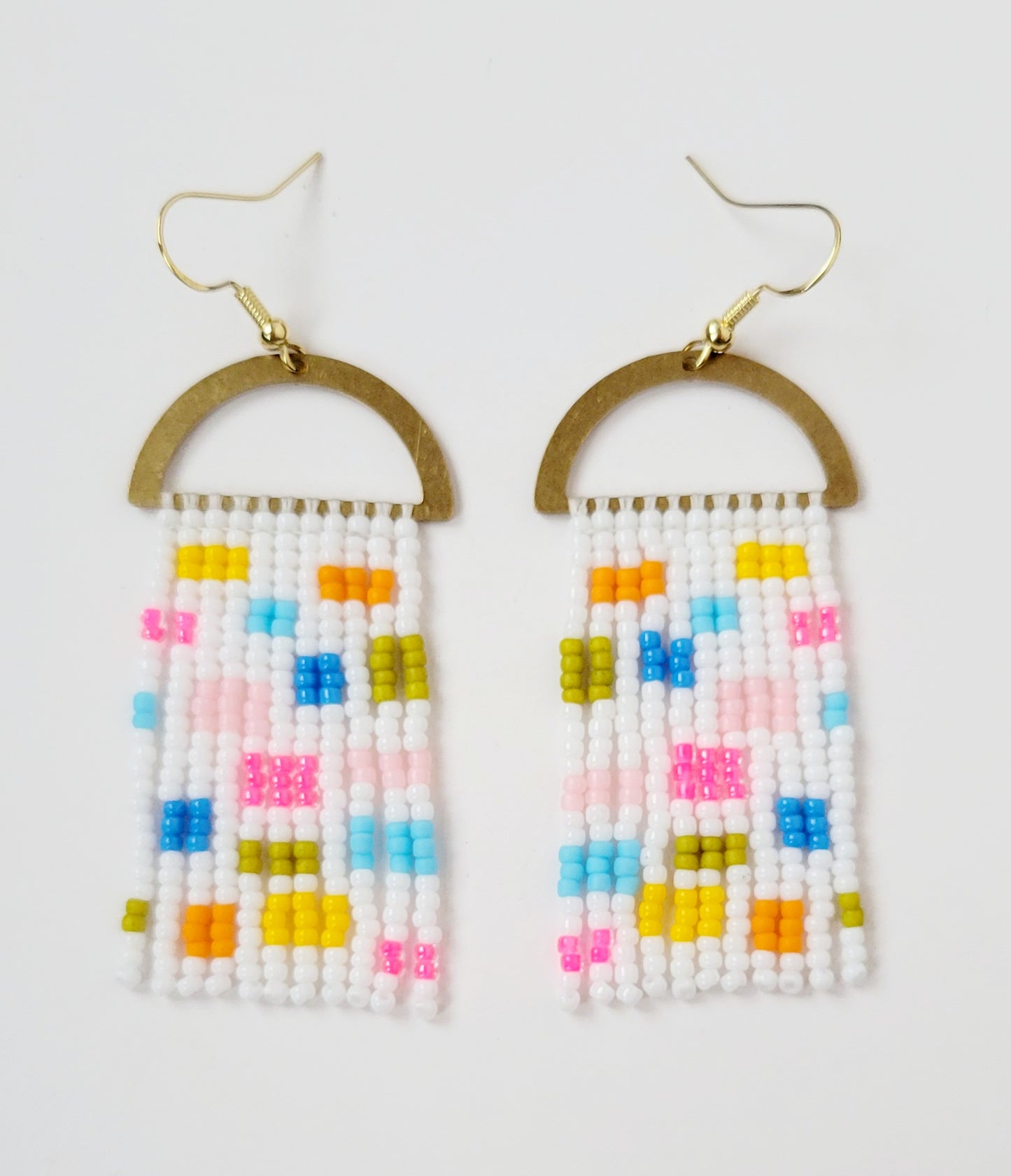 Color Swatch Earrings in White Confetti