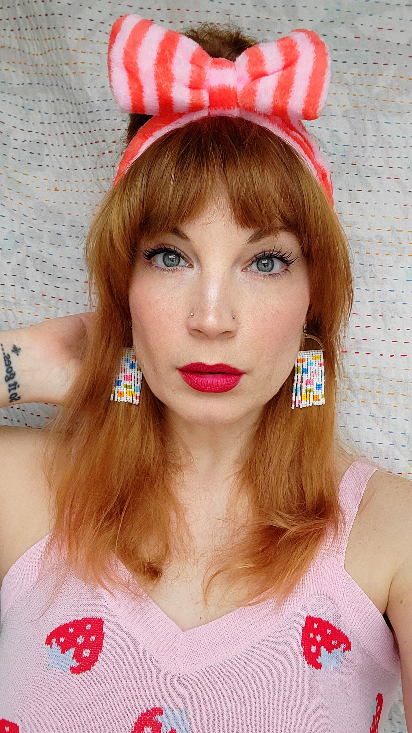 Color Swatch Earrings in White Confetti