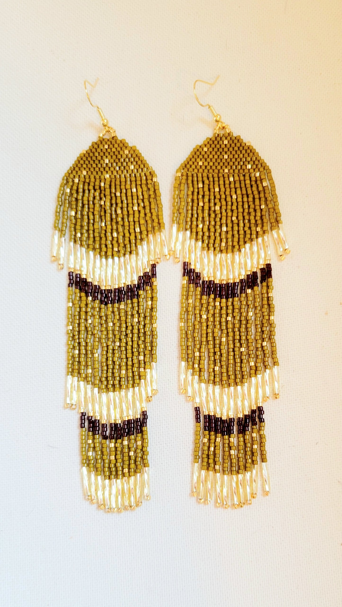 Flapper Fringe Earrings in Olive You