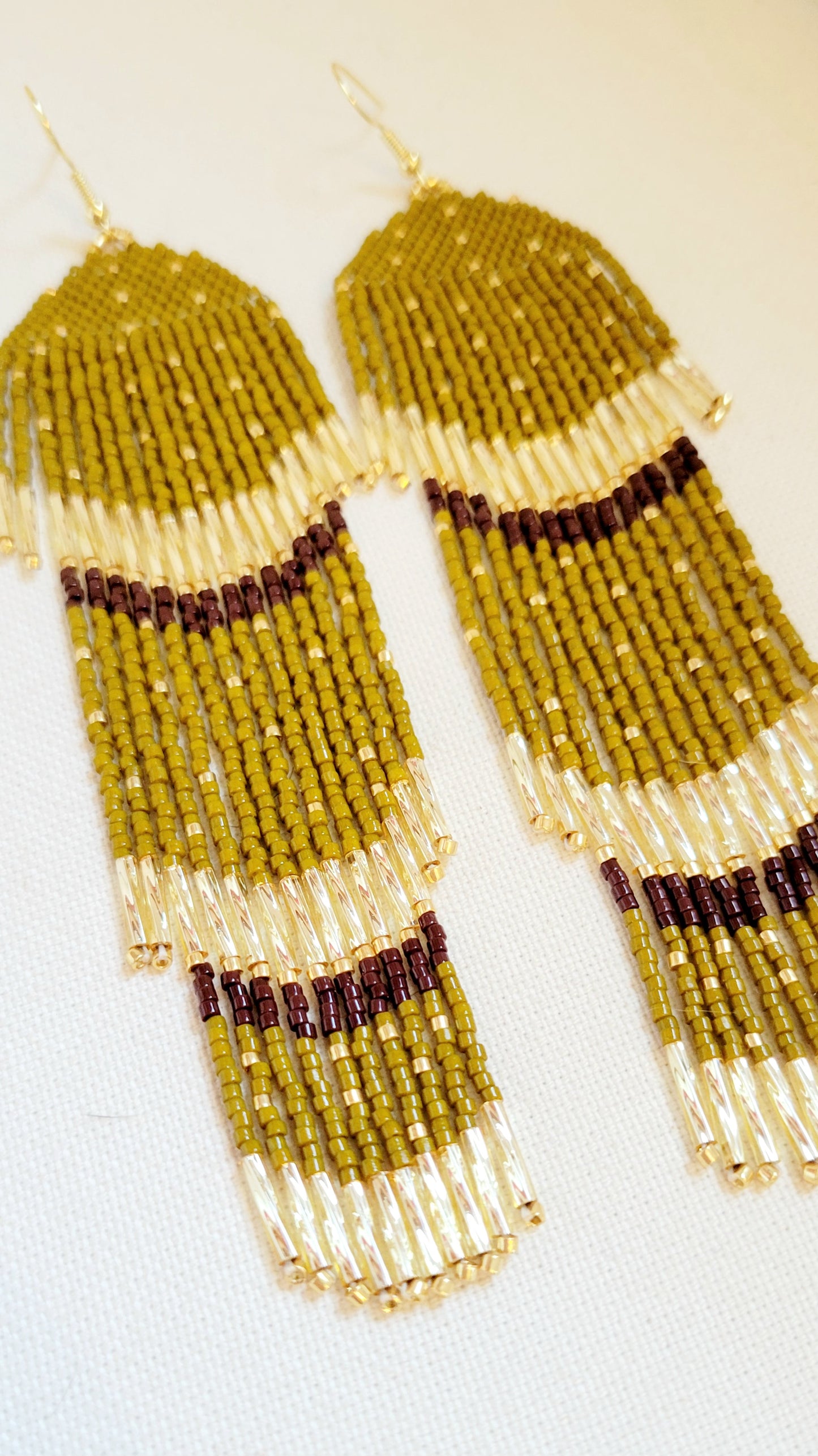 Flapper Fringe Earrings in Olive You