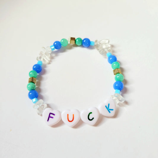 Hand Beaded Stretchy Bracelet 'Fuck'