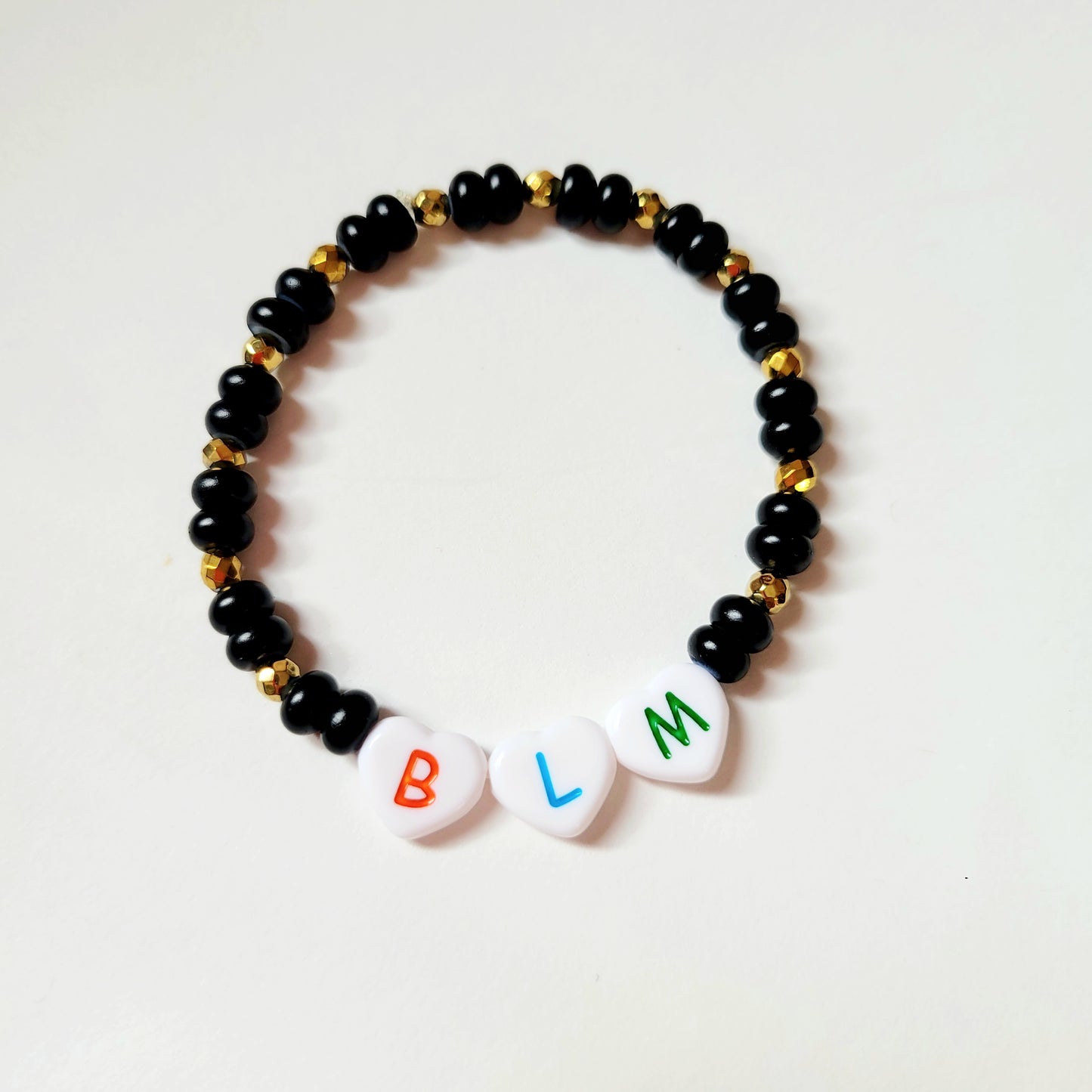 Hand Beaded Stretchy Bracelet 'BLM'