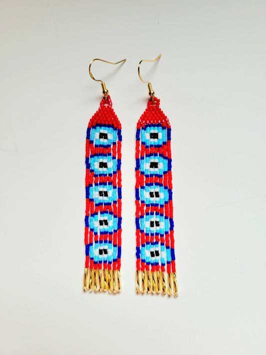 Evil Eye Protection Earrings in Red
